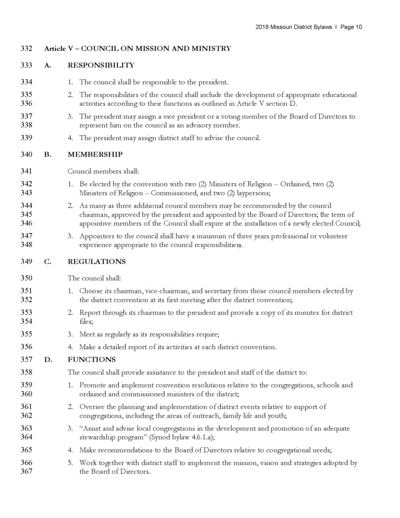 Missouri District Bylaws — Missouri District — The Lutheran Church ...