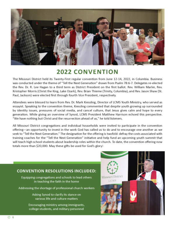 Annual Report 2022 — Missouri District — The Lutheran Church Missouri Synod